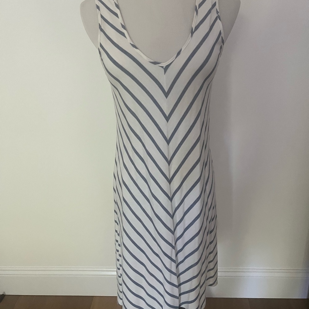 Lanston White and Blue Striped Mini Dress